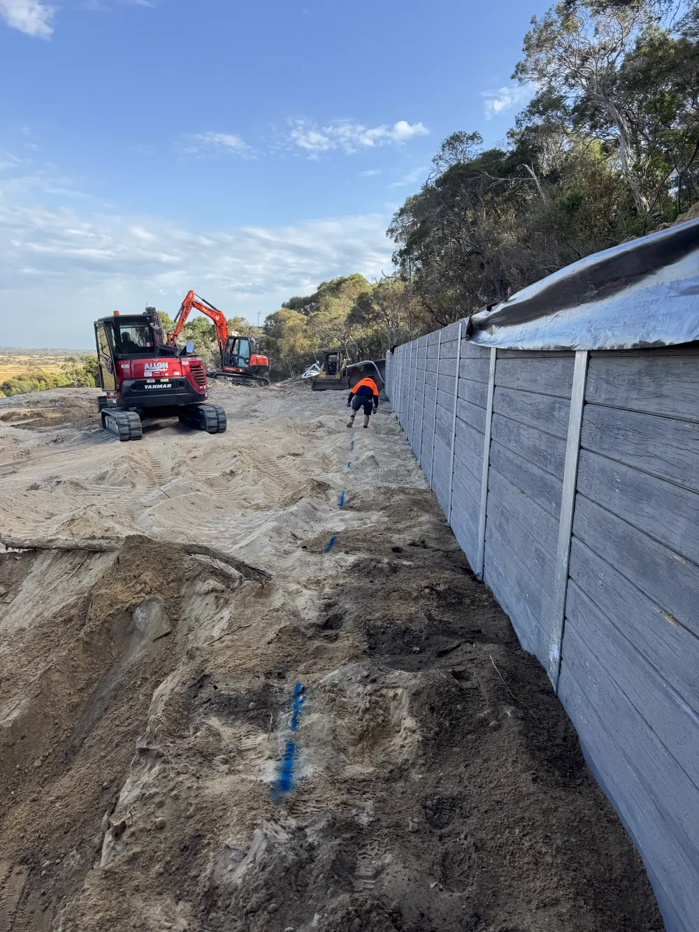 02 – Tall grey wall, bushland build photo 1